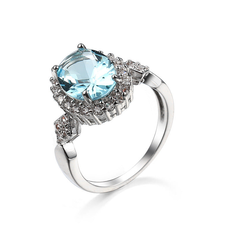 Anillo de joyería de cristal rojo con temperamento a la moda