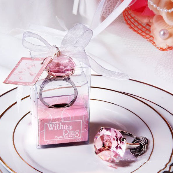 Llavero colgante de cristal creativo, regalo pequeño para boda europea, regalo de San Valentín, llavero de anillo de diamante