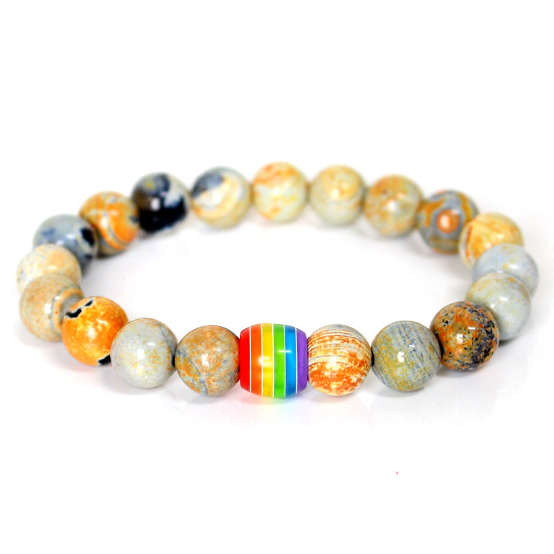 Regenbogen Perlenarmband Stolz Naturstein Strang Paar Armbänder