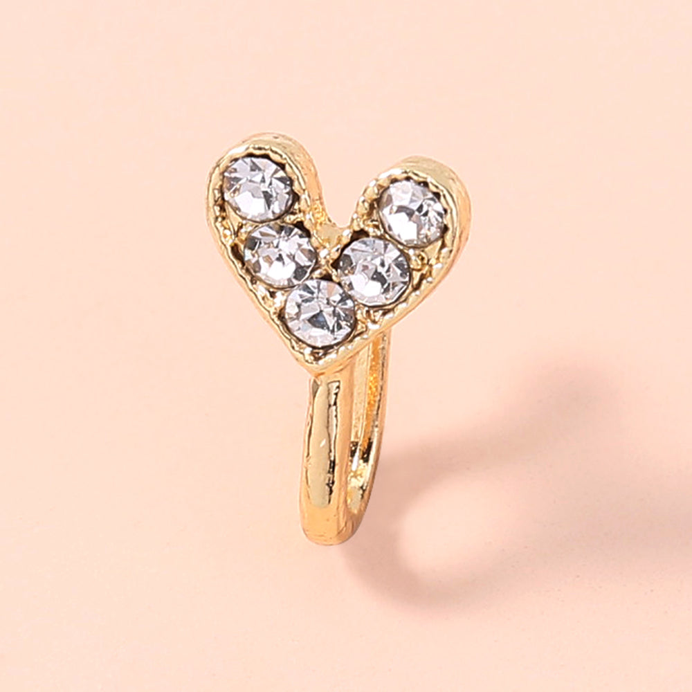 Anillo de nariz de diamantes de imitación dorados, anillo de nariz de diamantes de imitación de mini corona, clip de nariz de corona de perforación