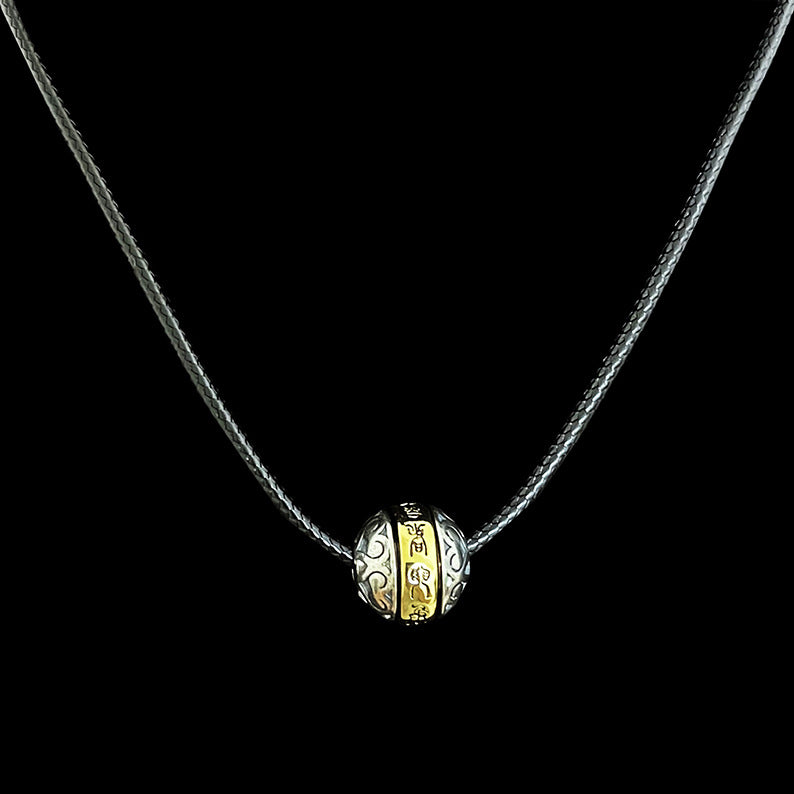 Collar de hombre con cuentas redondas y rotatorias de Mantra de Seis Palabras, estilo retro y moderno