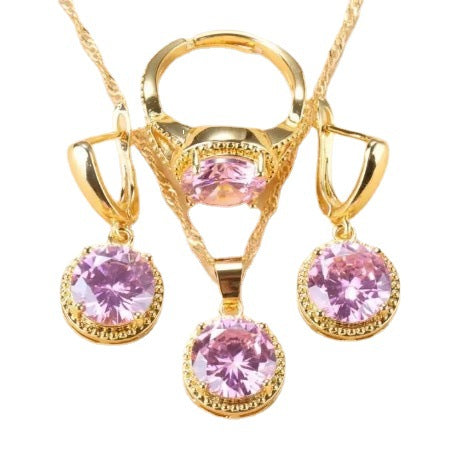 Neue Ohrringe Ringe Halsketten dreiteiliges Schmuckset