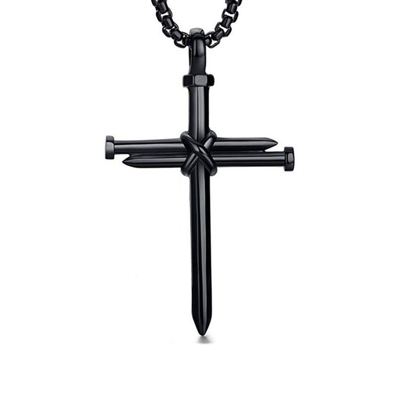 Hip Hop Stainless Steel Nail Cross Pendant Men Necklace