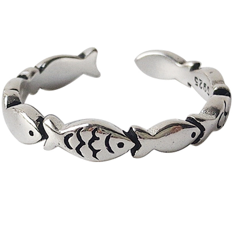 Silberfarbener Fisch Für Frauen Liebhaber Finger Valentinstag Geschenke Kreativer Verstellbarer Öffnungsring Schmuck