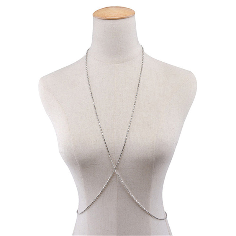 Cadena de pecho sencilla de moda con diamantes de imitación para mujer