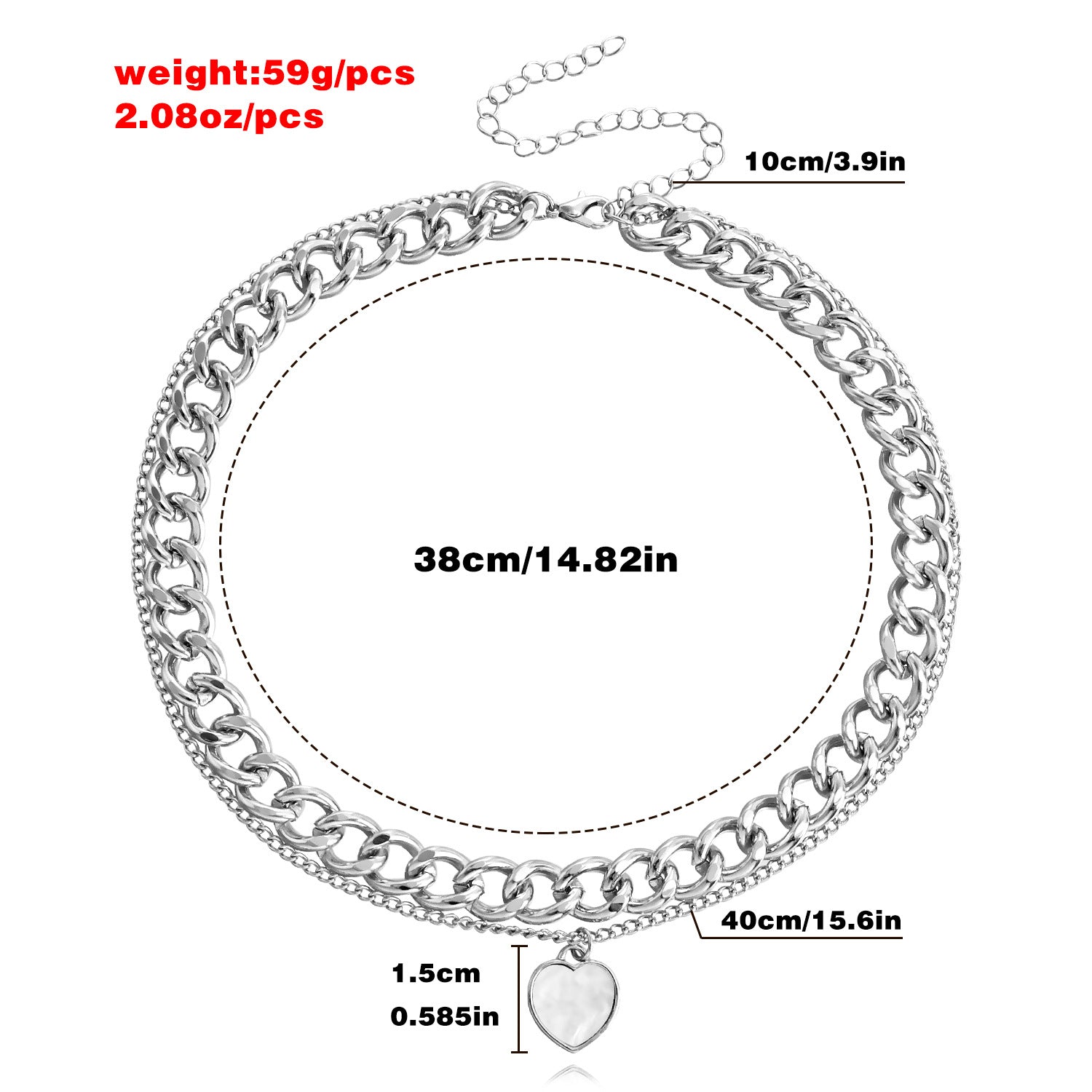 Women's Fashion Simple Double Layers Loving Heart Fritillary Pendant Necklace