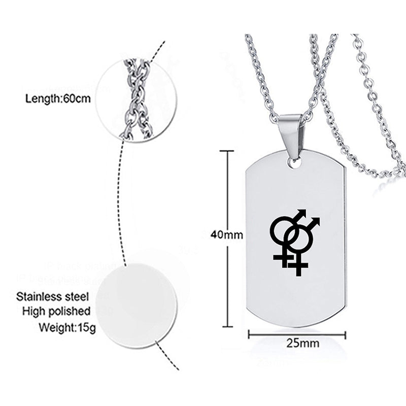Edelstahl LGBT ID Halskette Schmuck Gravieren Gay Lesbian Transgender Symbol Hundemarken Halsketten für Männer Frauen