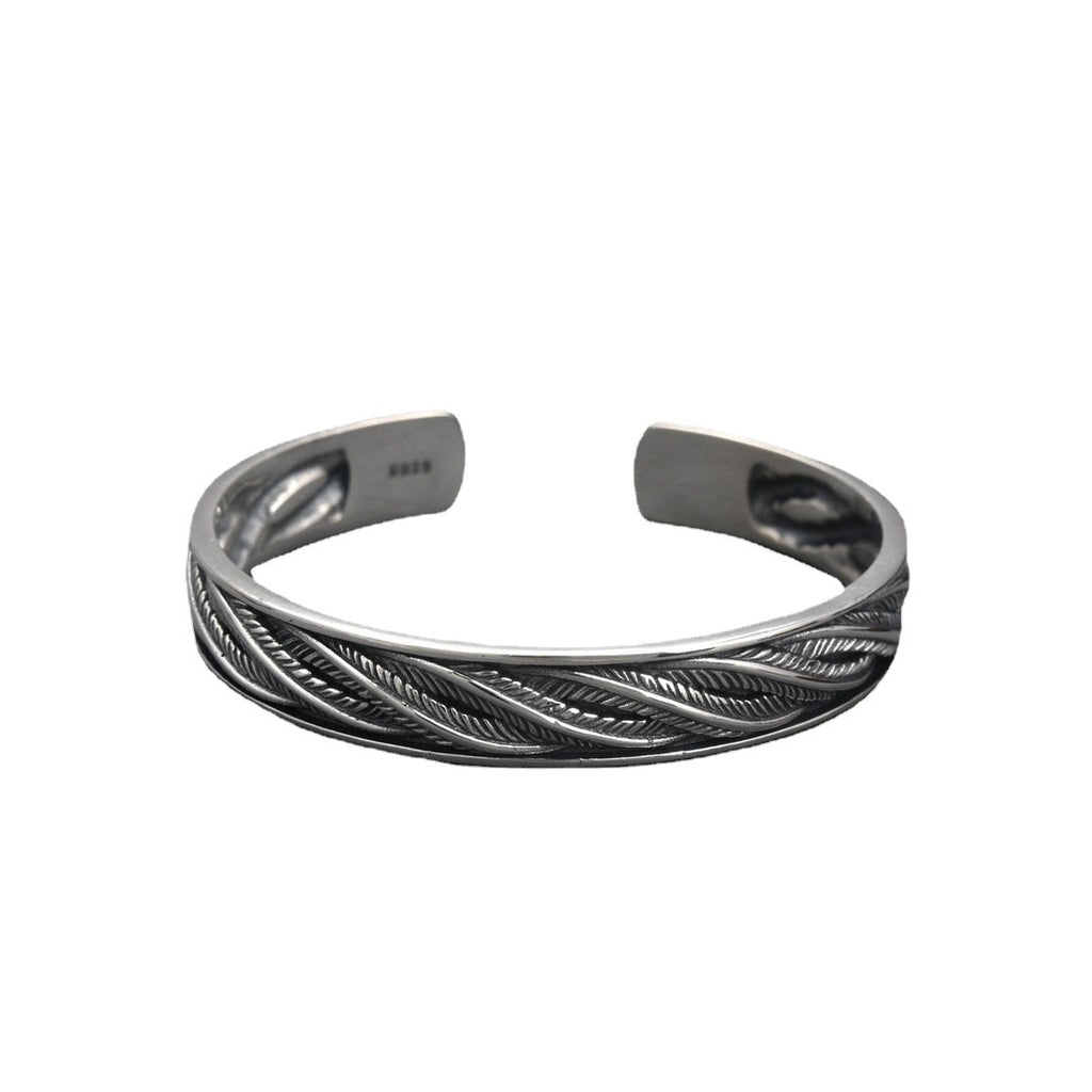 Pulsera Antigua con Patrón Trenzado Retorcido, Personalizada, Abierta, Ajustable