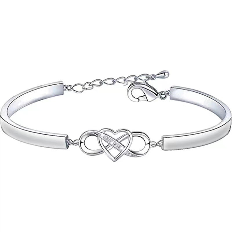 Pulsera brazalete Corazón Infinito Cristal Amor Símbolo Eterno