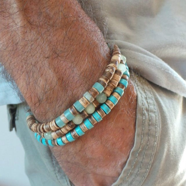 Simple Turquoise Wooden Bead Bracelet