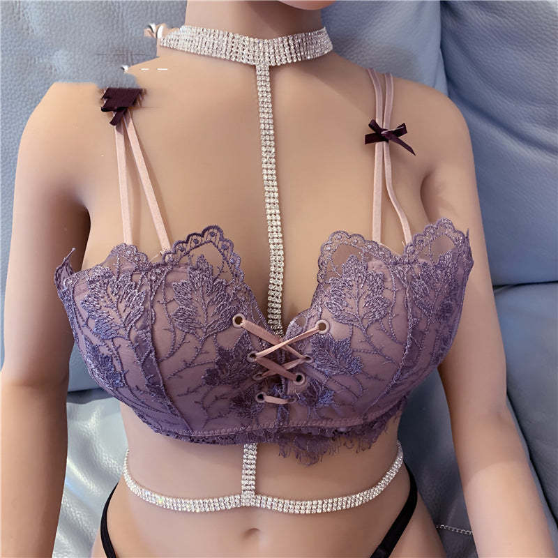 Collar de joyería de verano con cadena corporal de bikini con diamantes de destello