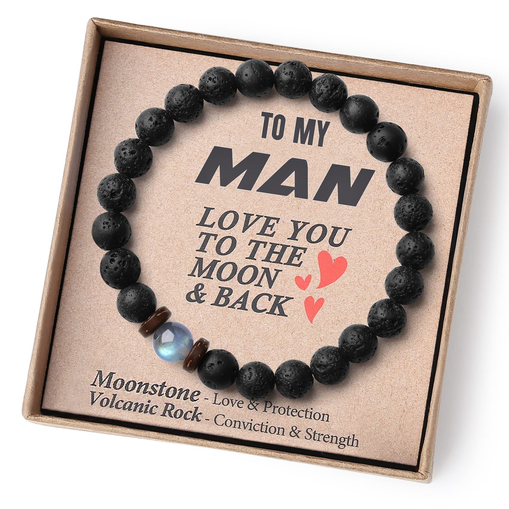Pulsera de Piedra Volcánica Para Mi Hijo Cordón Elástico