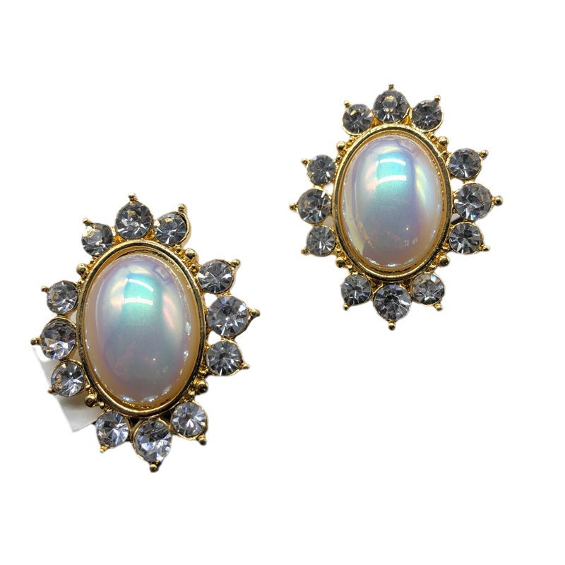 Blumen-Edelstein-Diamant-Halskette-Armband-Ohrstecker vergoldet Set
