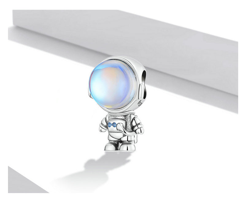 S925 Sterling Silber Süßer Astronaut Perlenarmband Schlicht Zirkon Weltraum-Abenteuer Perlen