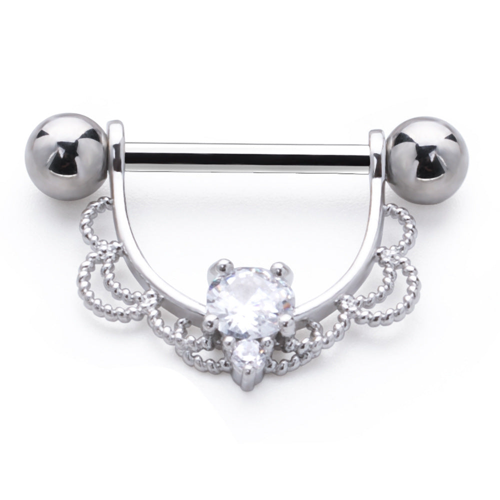 Anillo Colgante de Pecho con Diamantes de Aleación en Forma de U de Acero Inoxidable