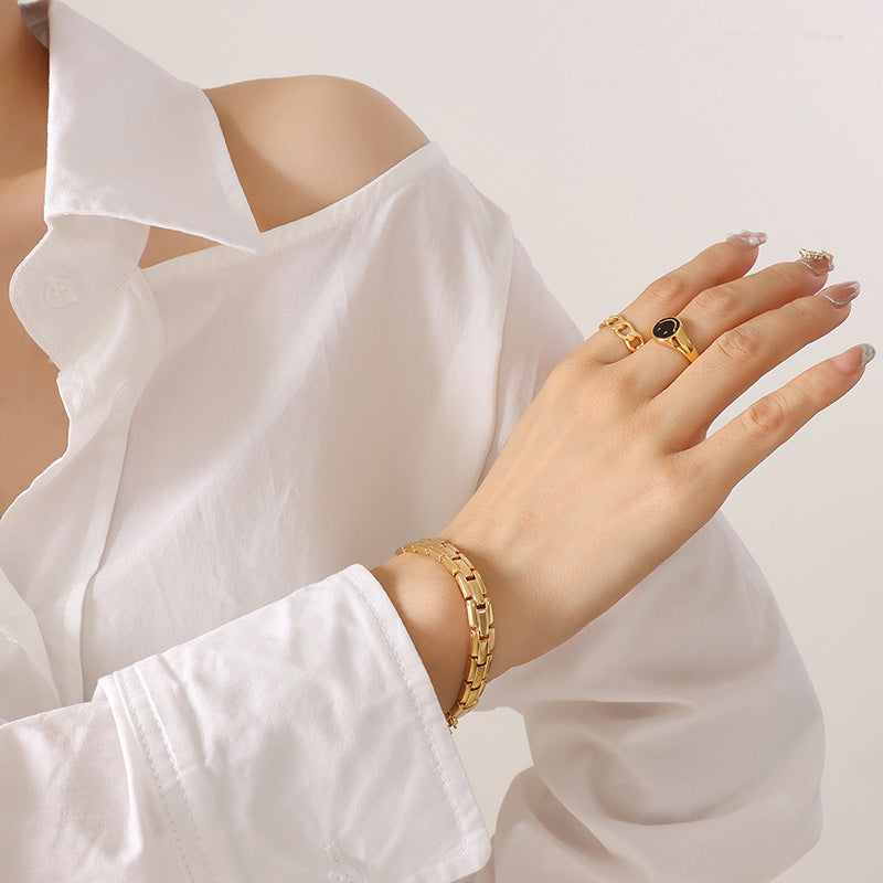 Women's Solid Color Titanium Steel Strap Bracelet