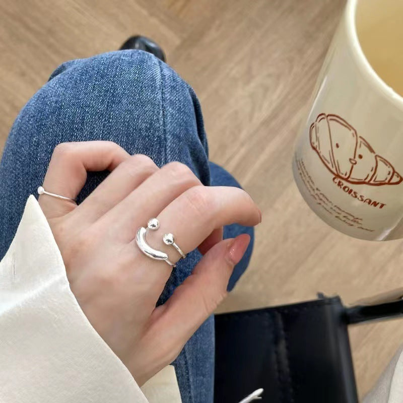 Modeschmuck Einfacher Öffnungsring Smiley-Gesicht Offene Ringe für Frauen Mädchen Süßes Happy Face Verstellbar
