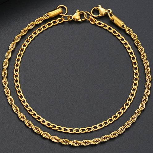 Edelstahl-Twist-Kettenarmband 2er-Set Mode