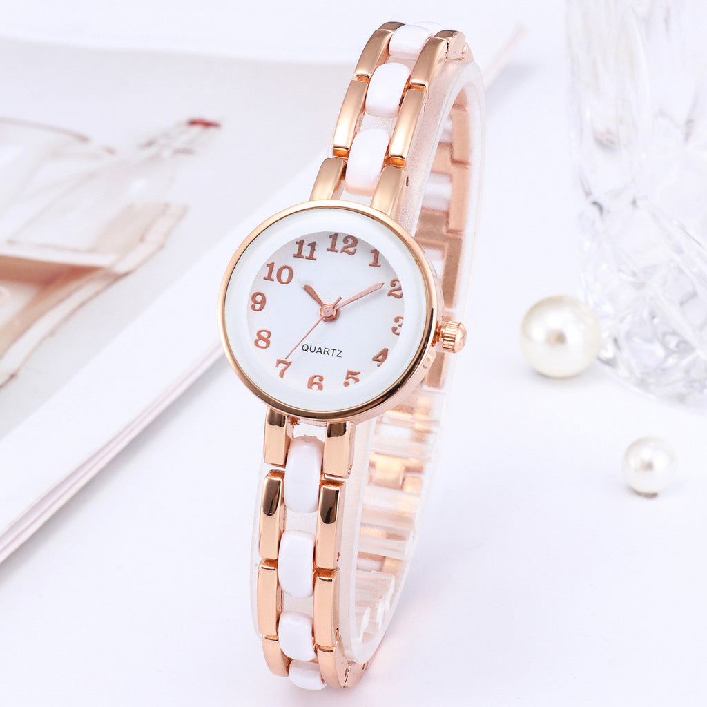 Reloj de pulsera para mujer con diamantes engastados, diseño simple