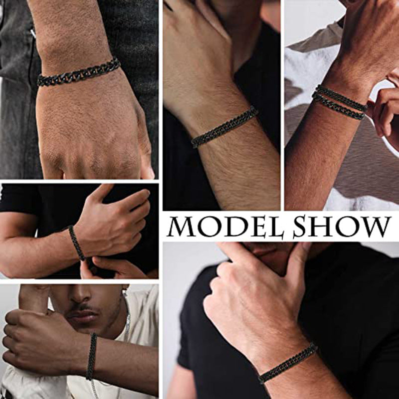 Pulsera de hombre personalizada, dominante, estilo hip hop, punk, de acero inoxidable con pulido a cuatro caras