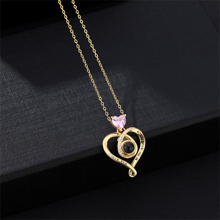 Collar de Plata de Ley 925 con Letra en Forma de Corazón para Mujer