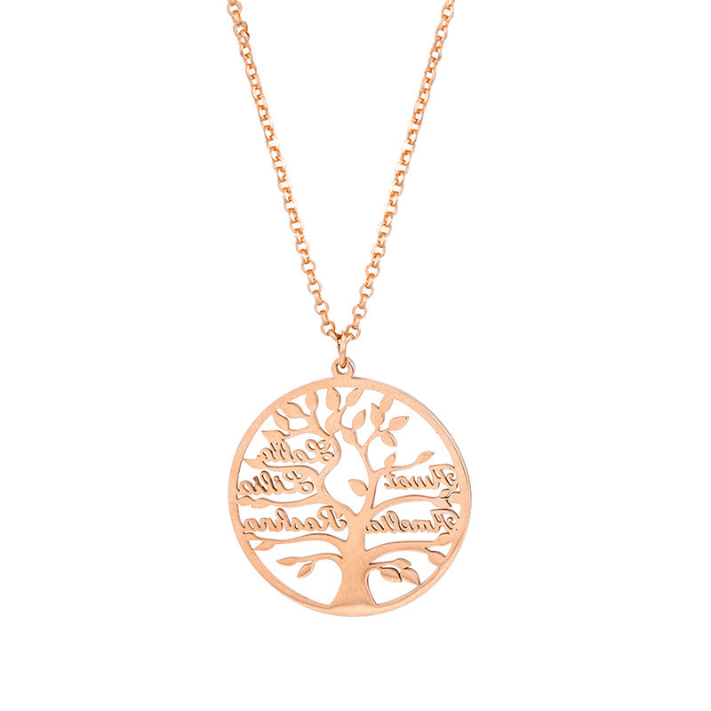 Personalized Tree Of Life Shape Titanium Name Necklace