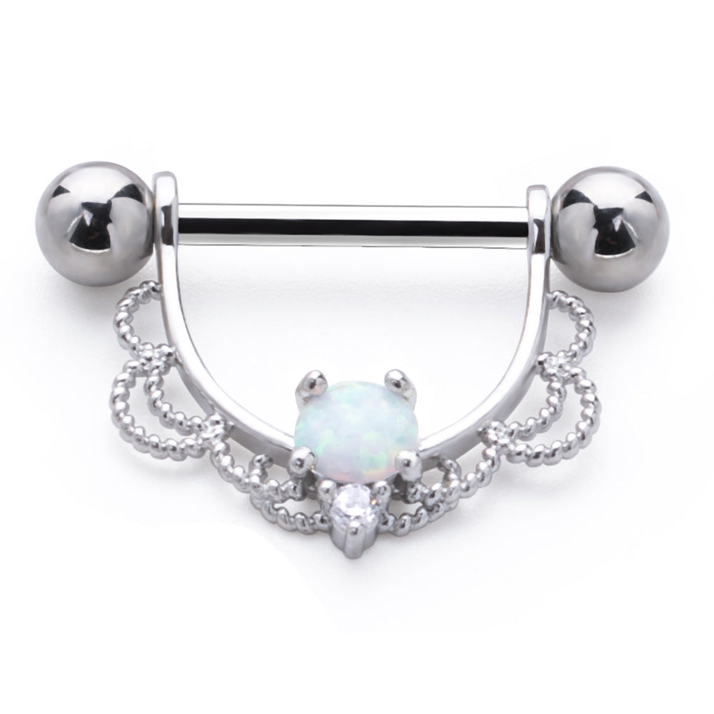 Anillo Colgante de Pecho con Diamantes de Aleación en Forma de U de Acero Inoxidable