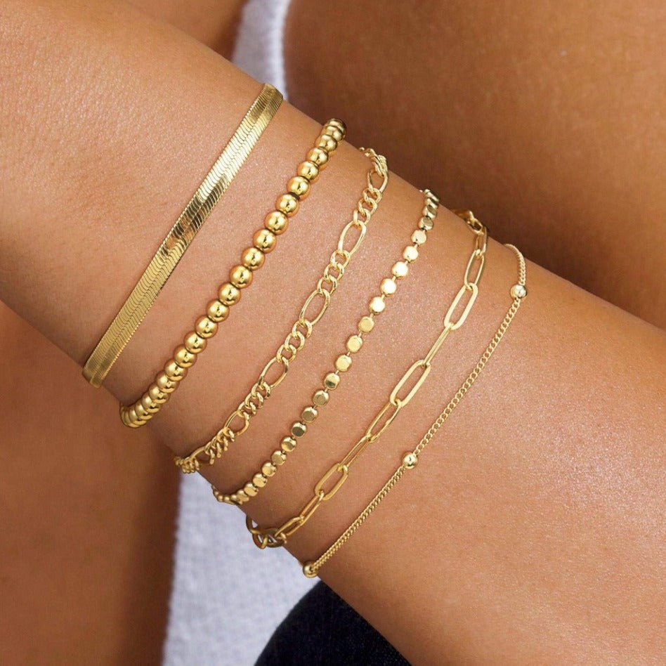 Pulsera Sencilla de Moda con Cadena Fígaro de Metal