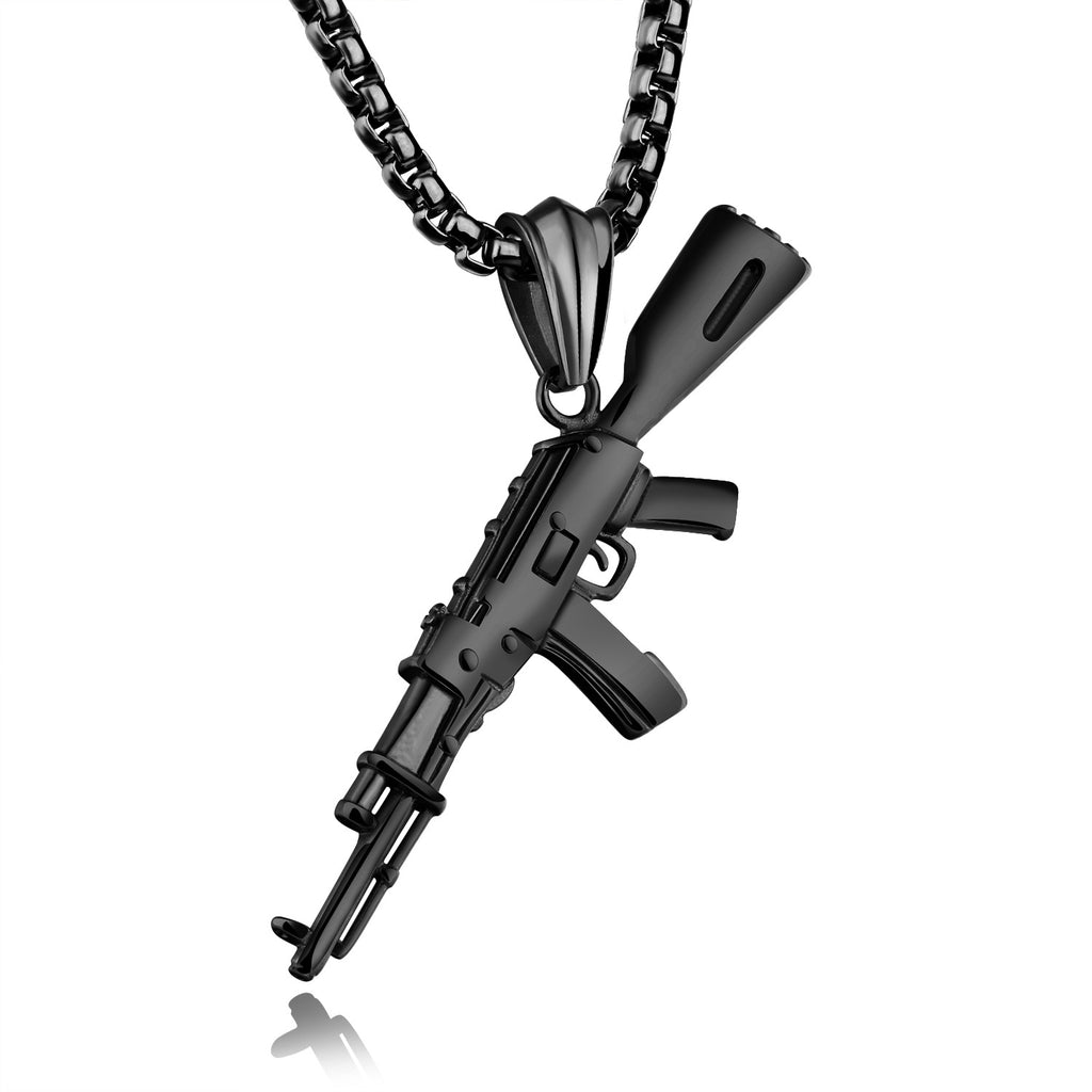 Herren AK47 Titanstahl Street Hip-Hop Dominante Edelstahl-Gewehrkette