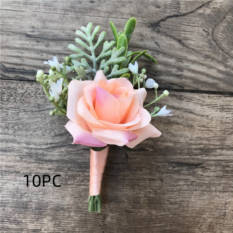 Koreanischer Stoff Braut und Bräutigam Korsage Rose Kleine Knospen Seidenblume vor der Heirat