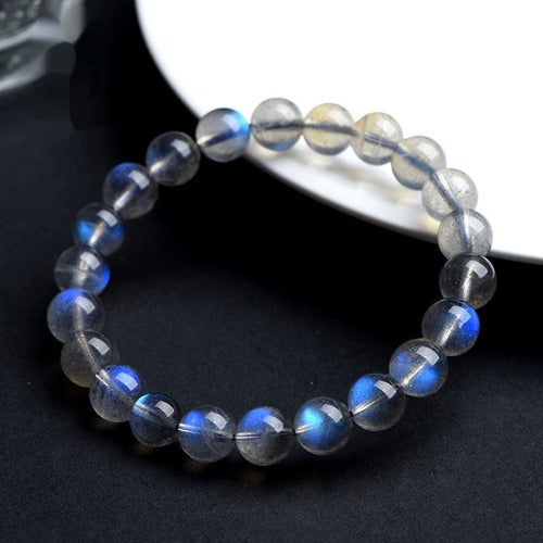 7A Natur Hellgrauer Mondstein Blaulicht Kugelarmband