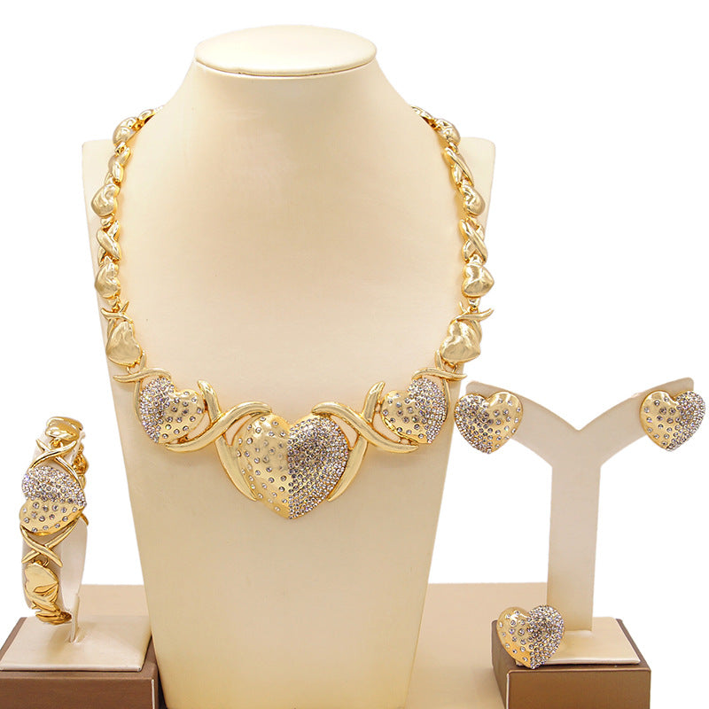 Schmuckset aus Zinklegierung: Halskette, Ohrringe, Armband, Ring