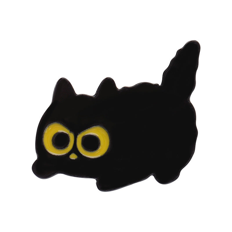 Cartoon Black Cat Blumen-Serie Niedlicher, modischer, vielseitiger Taschen-Kleidungs-Ornament-Anstecker