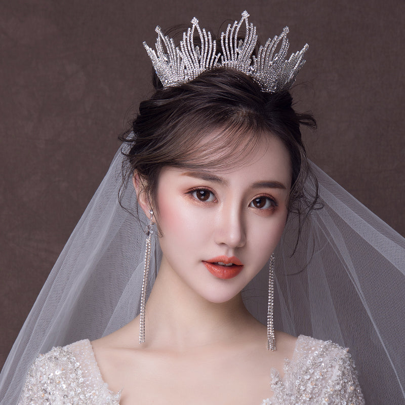 Glänzende Brauttiara Kronen Kristall Hochzeit Haarschmuck