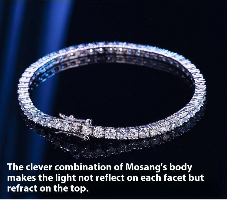 Moissanit Armband Tennis Kette 10 Punkte S925 Sterling Silber