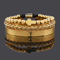 Herren Armband Edelstahl, Kreuz-Regal-Design, Kugel, größenverstellbar