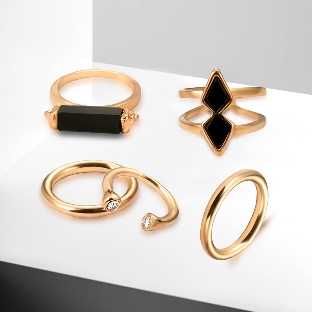 Mode Gelenk Ring Set Galvanisierung 18K Edelsteinschmuck