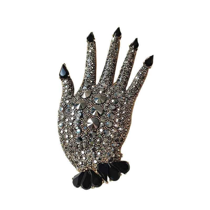 Metall Voll Diamant Handfläche Brosche Kreativer Strass