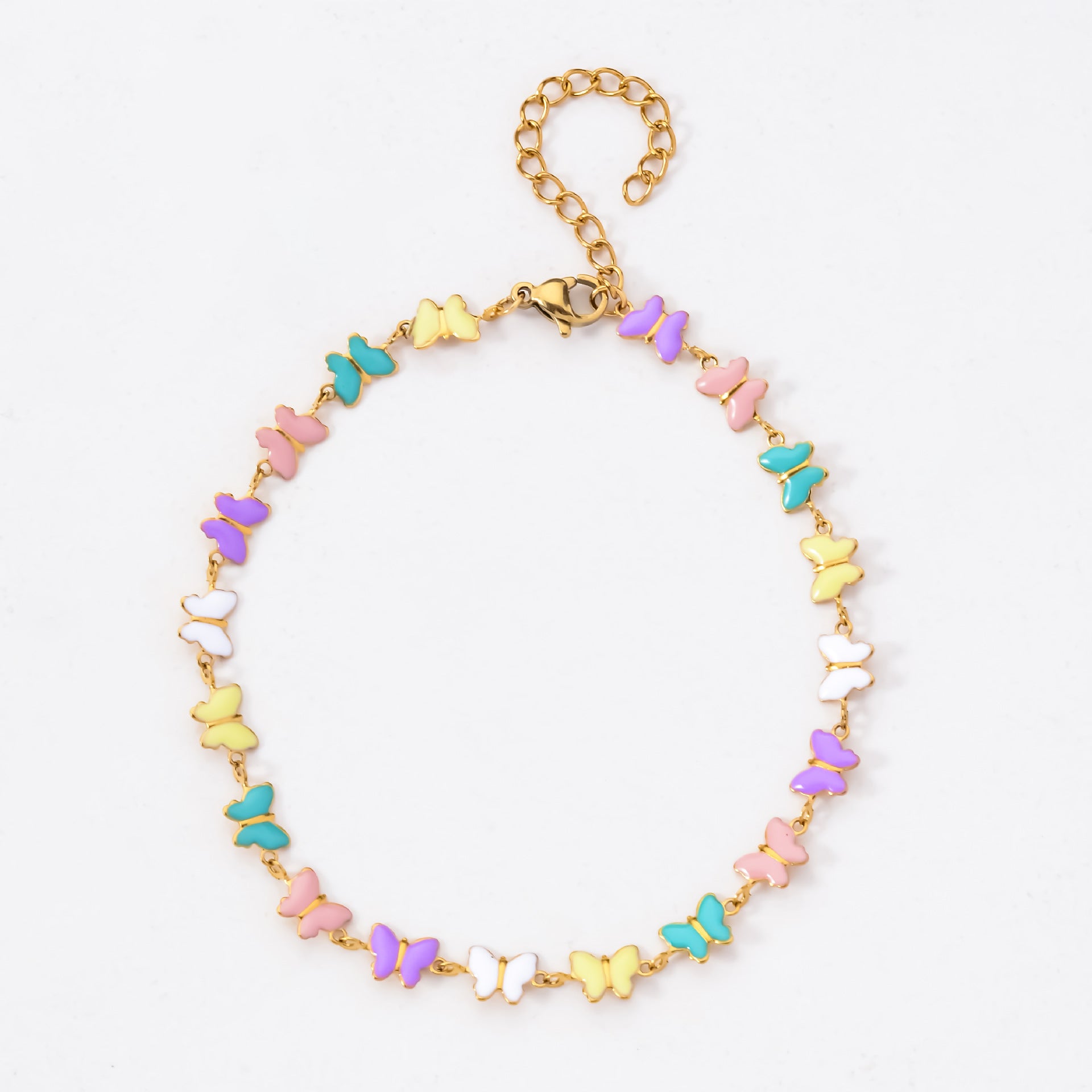 Stainless Steel Colorized Butterfly Five-pointed Star Flower Bracelet