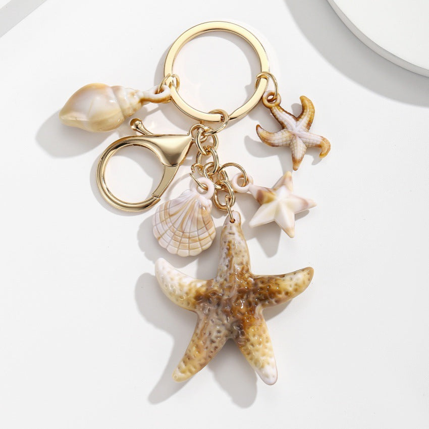 Simulation Shell Conch Starfish Five-pointed Star Pendant Keychain