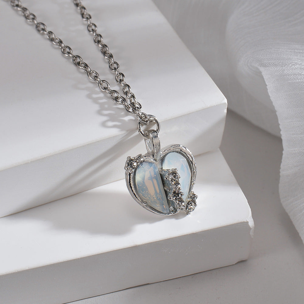 Ornament Mondstein Halskette Geteilte Liebe Damen