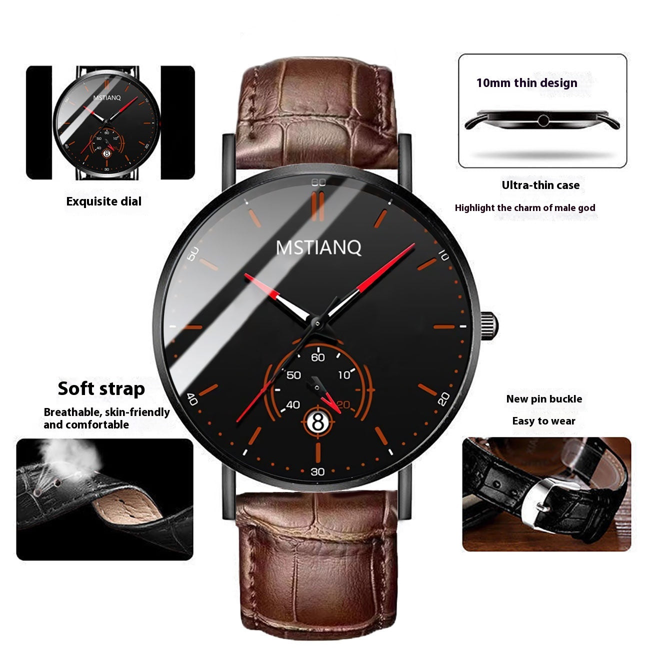 Armbanduhr Stylisch Schwarz Technologie Gürtel Raffinierter Stahl Koreanischer Lässiger Kalender
