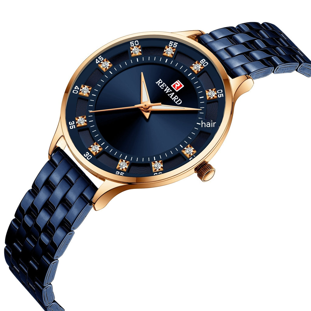 Reloj de Cuarzo de Moda con Correa de Acero, Diamantes, para Mujer, Resistente al Agua