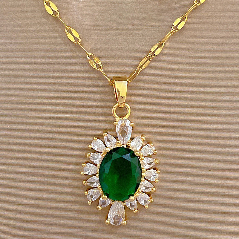 Rhomben-Pferdeaugen-Halsketten- und Ohrring-Set