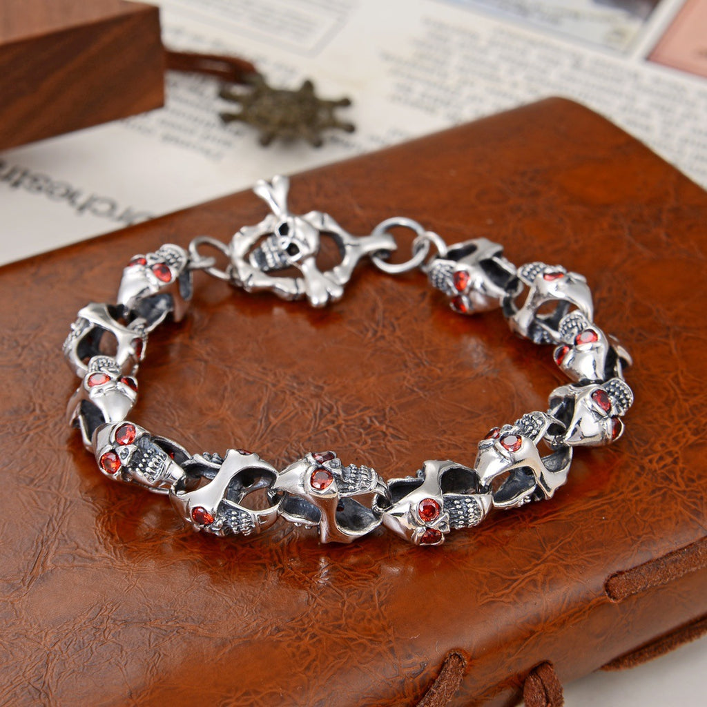 925 Silver Personalized Punk Hip Hop Men And Women Couple Dark Fashion Bracelet