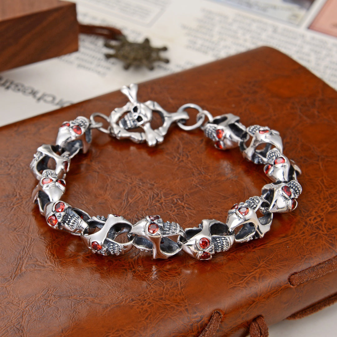 925 Silver Personalized Punk Hip Hop Men And Women Couple Dark Fashion Bracelet