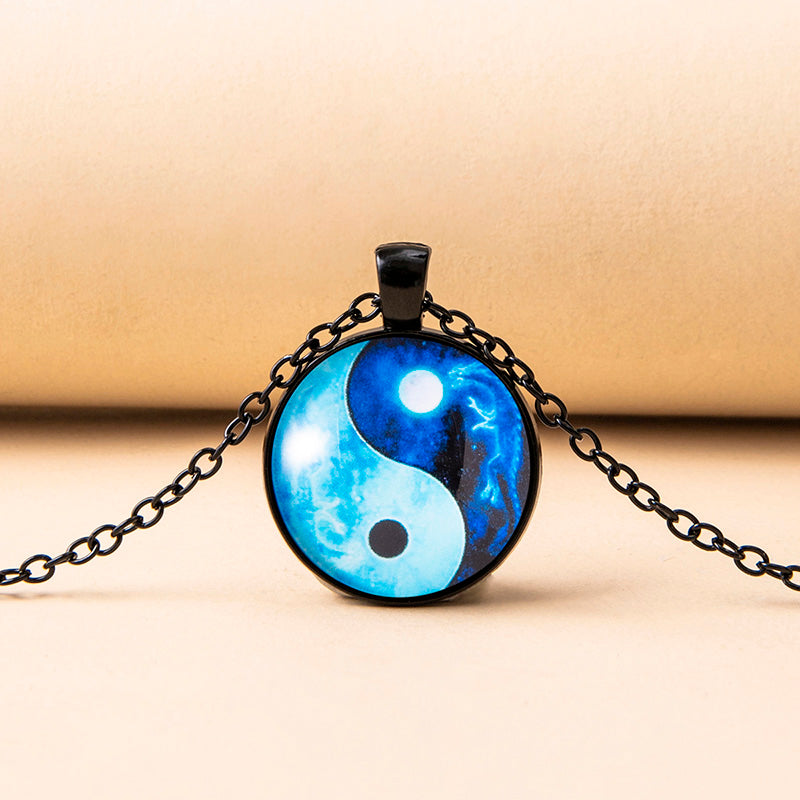 Tai Chi Yin Yang Drachen-Glas-Halsketten für Herren