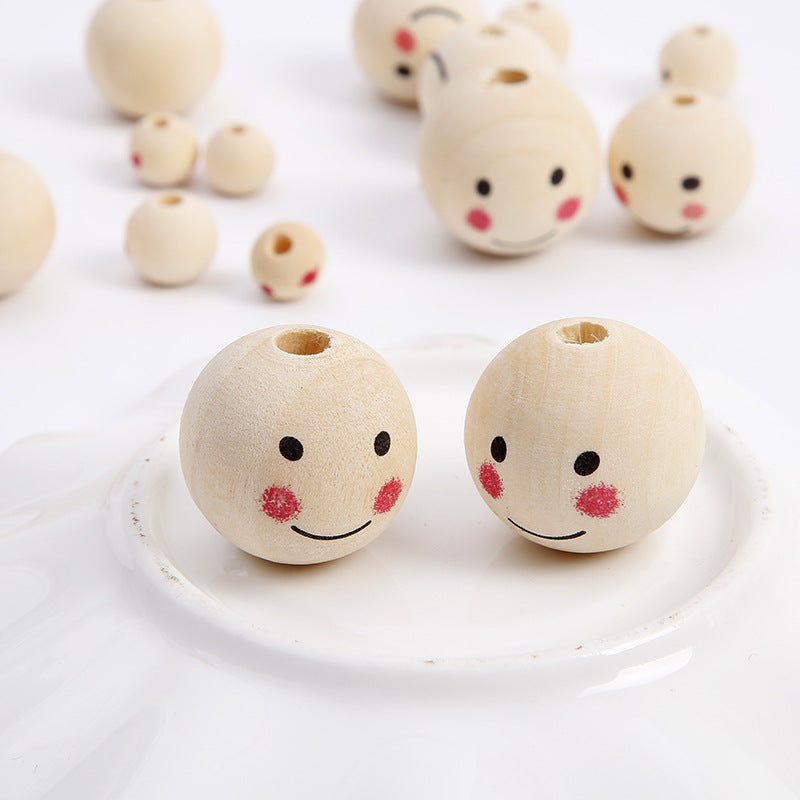 DIY Children's Log Color Smile Doll Head Beaded Accessories