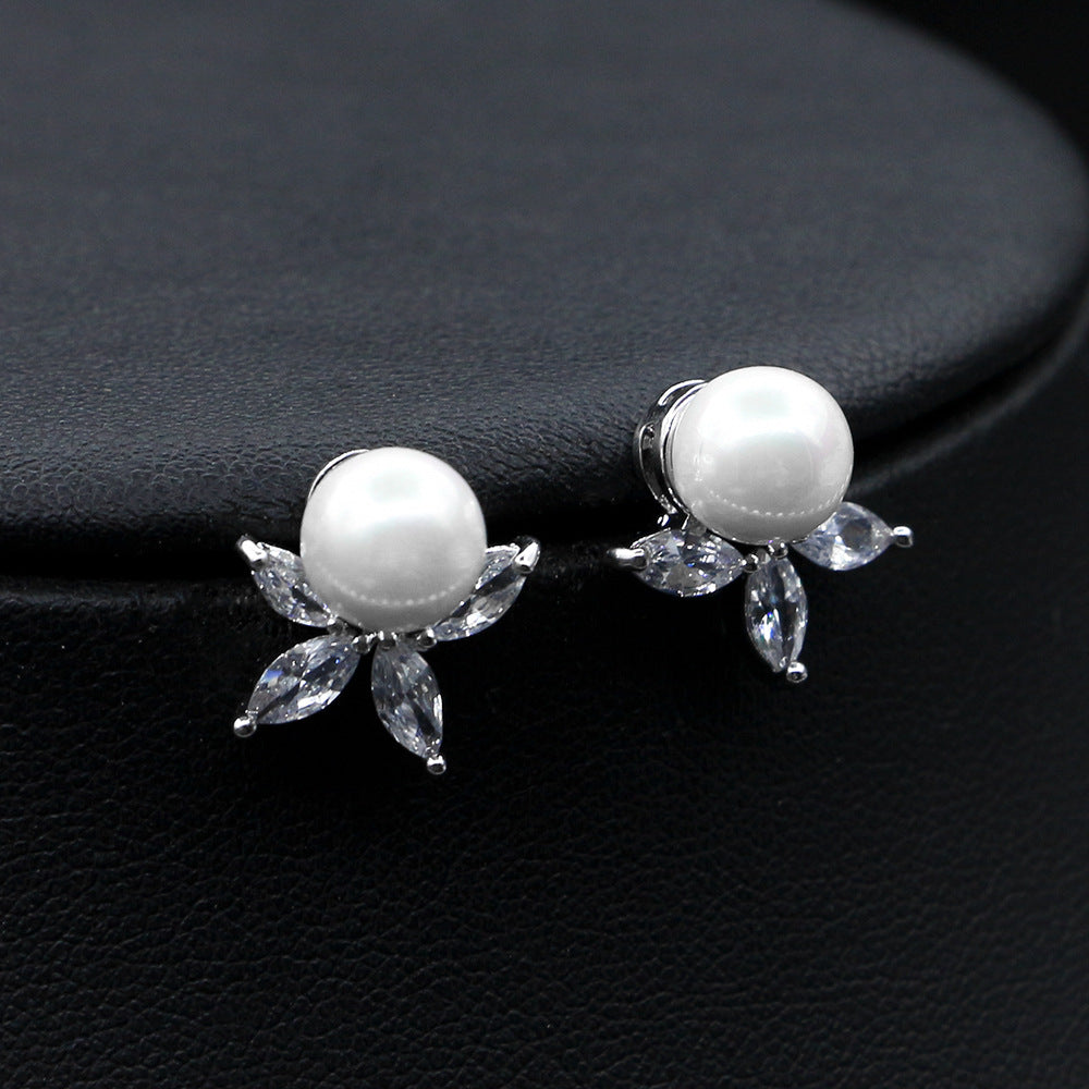 Naturperlen-Halsketten-Set Elegante Hochzeits-Dinner-Ohrringe