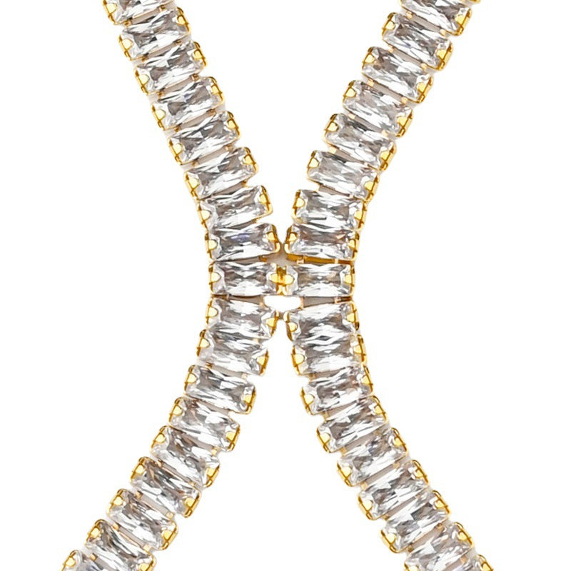 Tobillera de tacón alto de circonita brillante para pasarela
